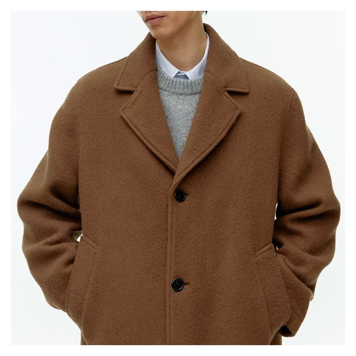 Men's Brown Longline Coat main product photo