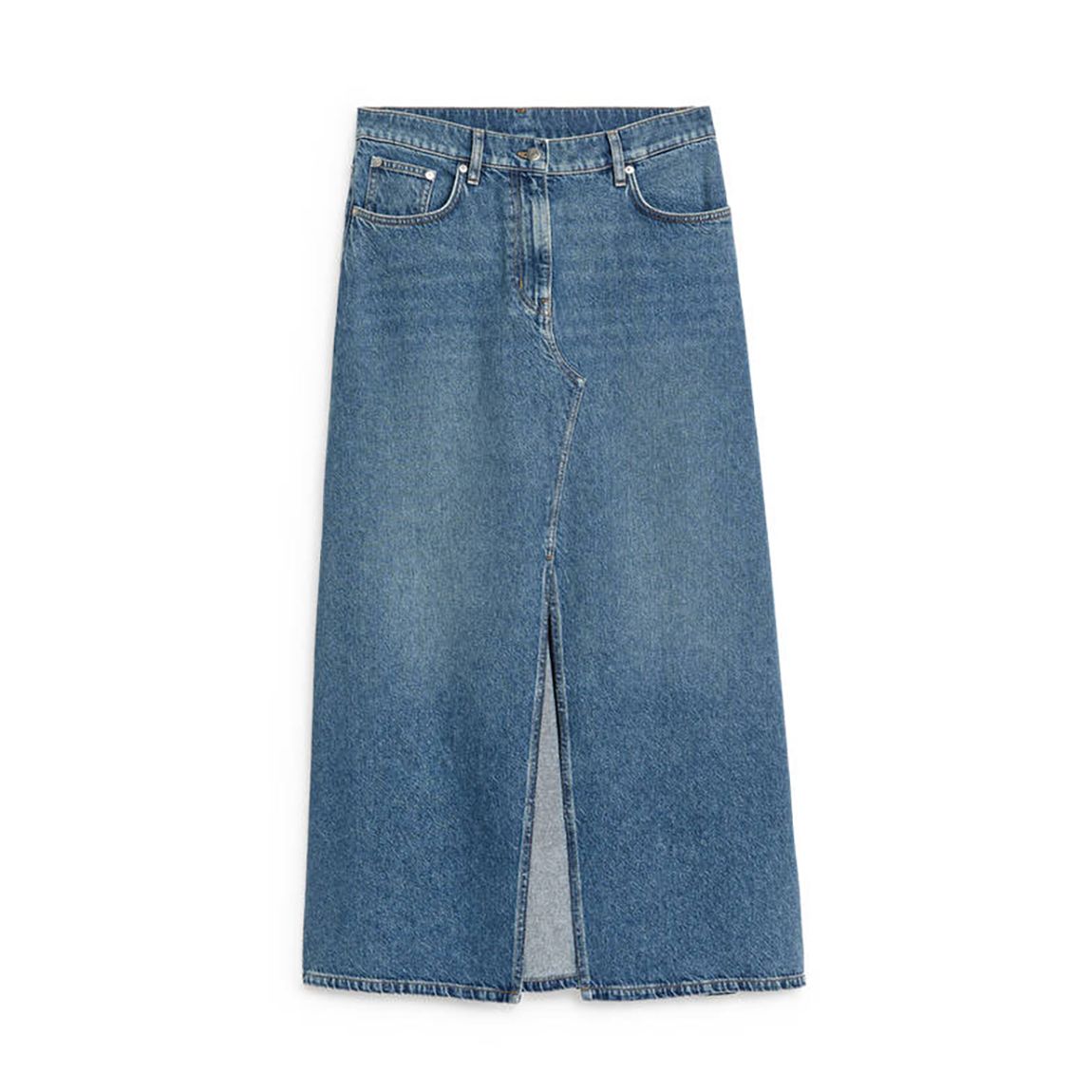 Blue Denim Split Maxi Skirt main product photo