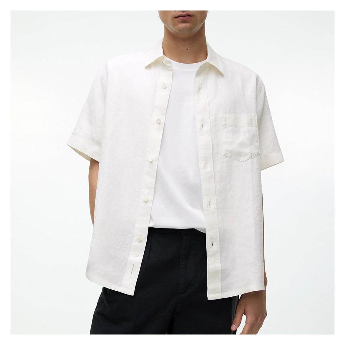 Men's White Short Collared Shirt main product photo