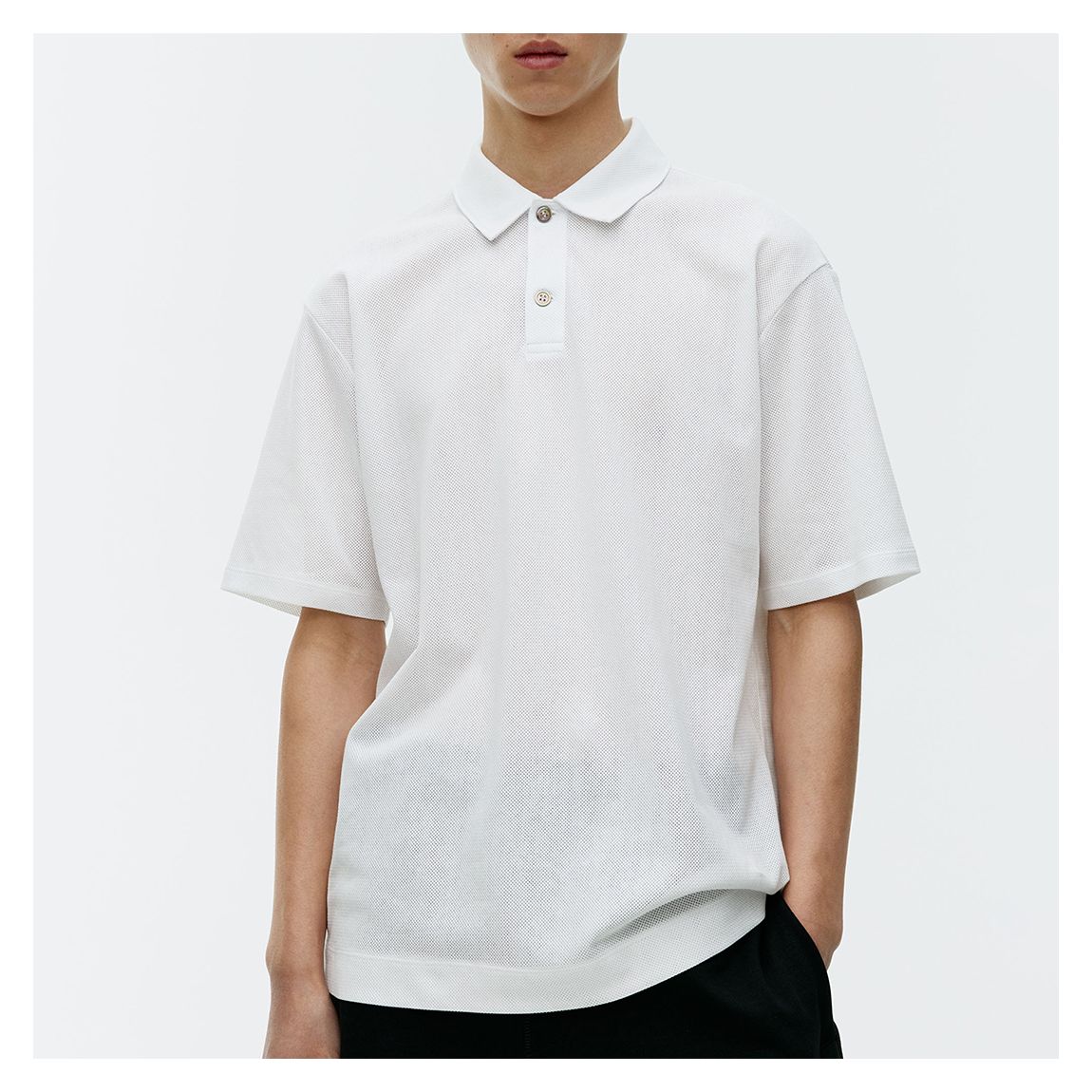 Men's White Close Mesh Polo main product photo