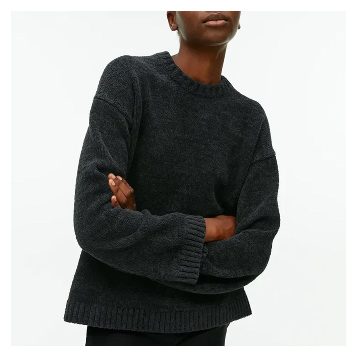 Grey Relaxed Knit Cotton Blend Jumper main product photo
