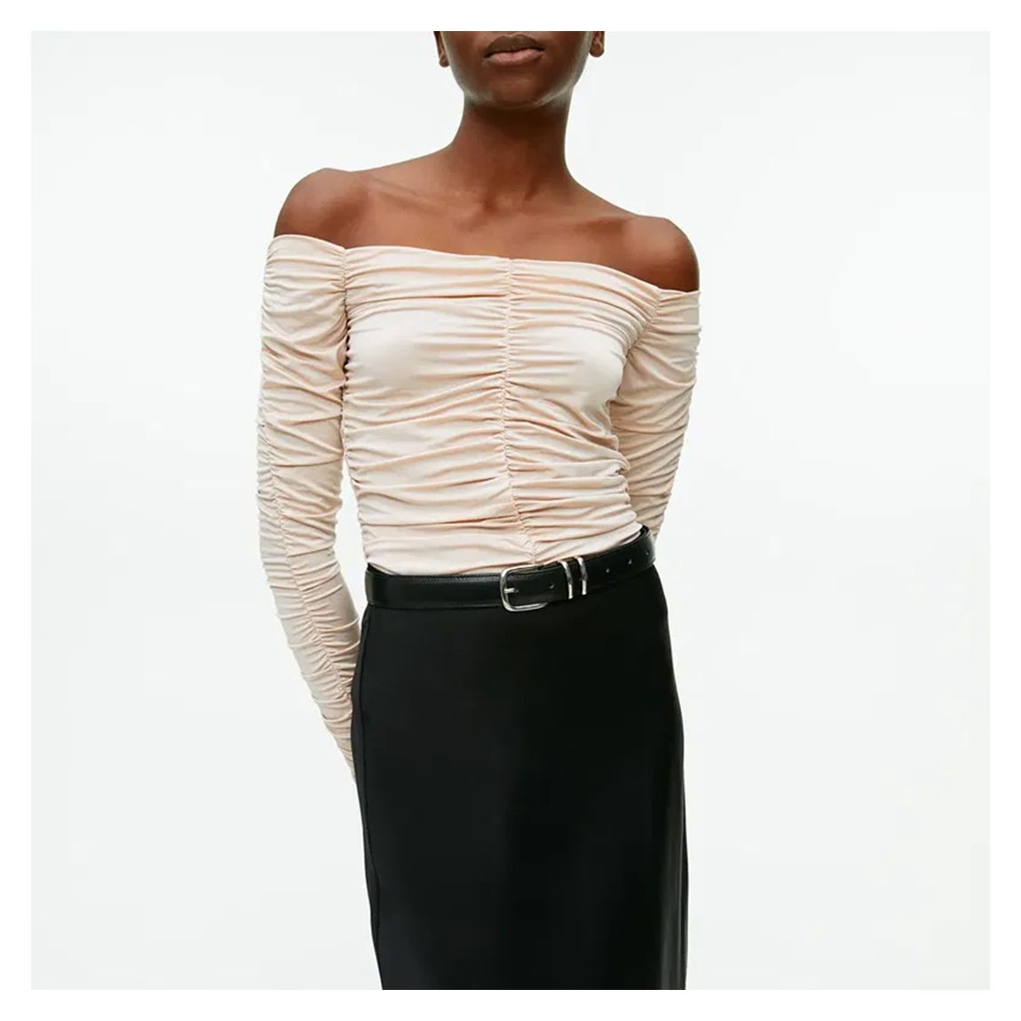 Cream Off Shoulder Gathered Top main product photo