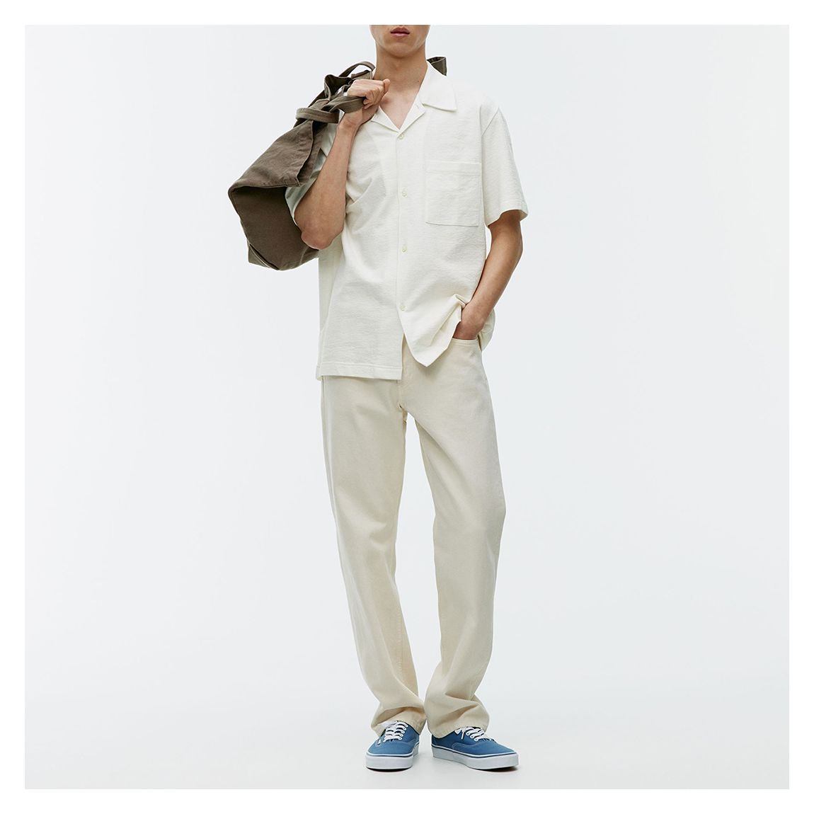 Men's White Cuban Style Shirt main product photo