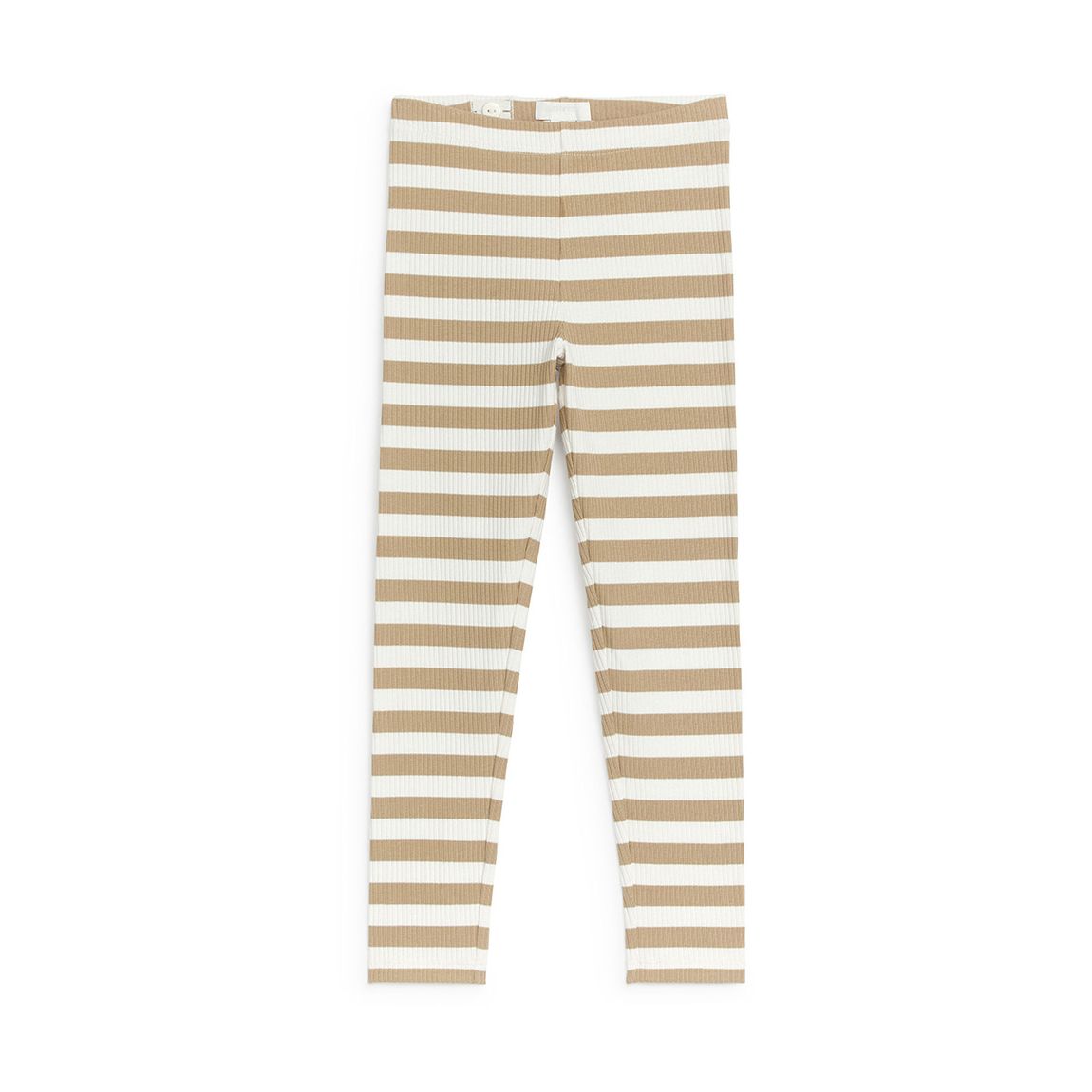Kid's Cream Striped Ribbed Leggings main product photo