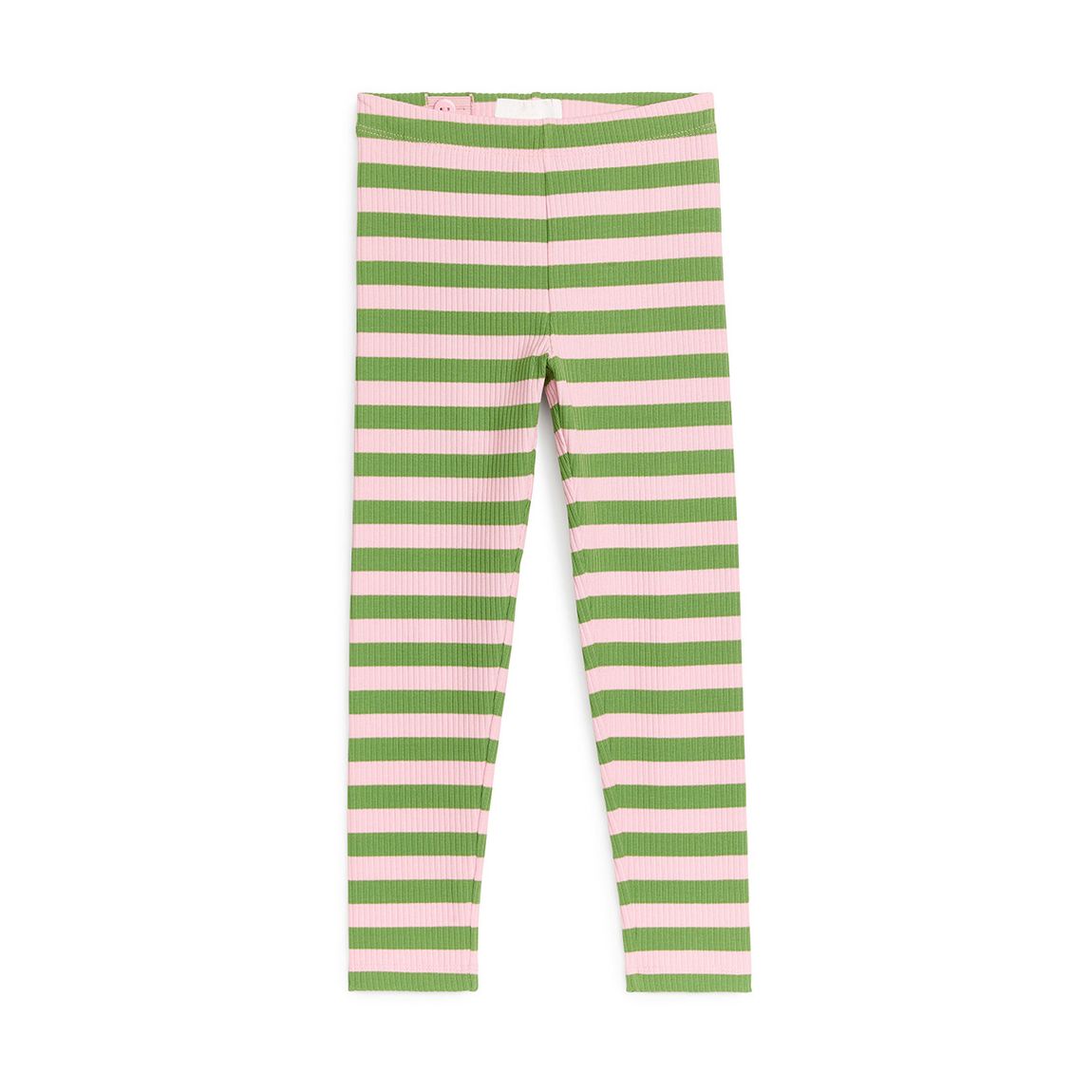 Kid's Green Striped Ribbed Leggings main product photo