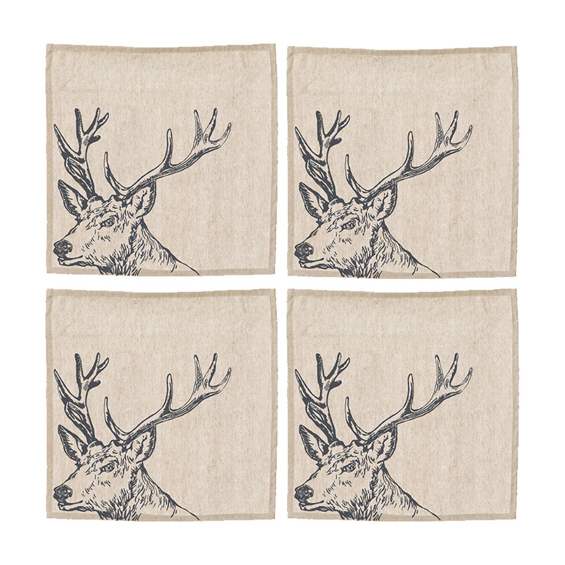 Set of 4 Stag Linen Napkins main product photo