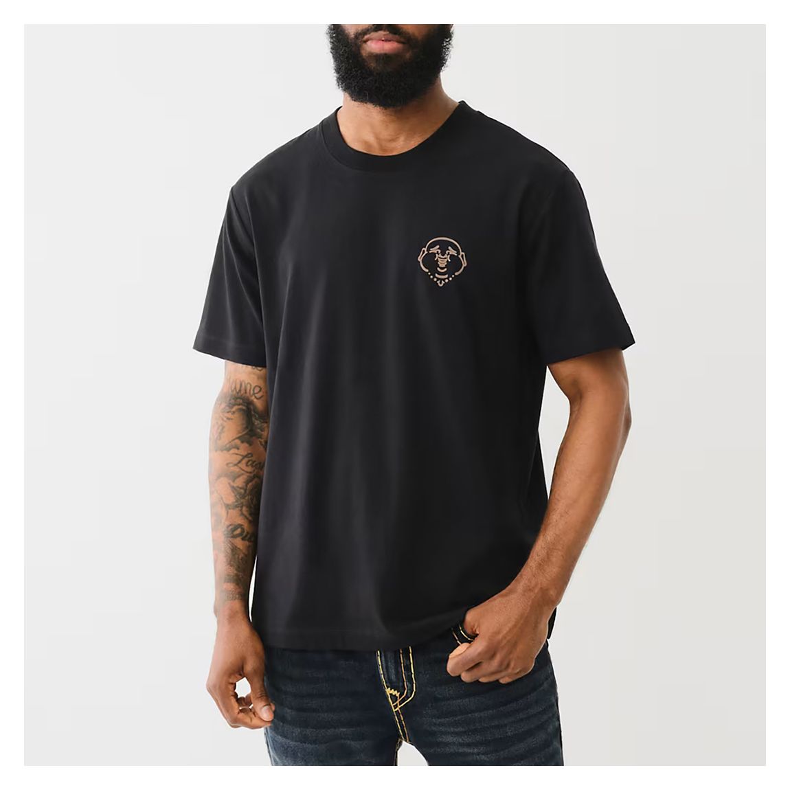 Black Give A Damn Flock Cotton T-Shirt main product photo
