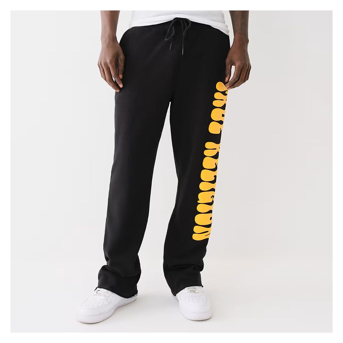 Black Stacked Puff Cotton Blend Joggers main product photo