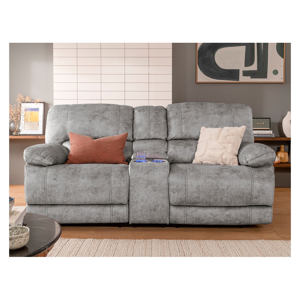 Atlanta 2 Seater Console Sofa, Silver main product photo
