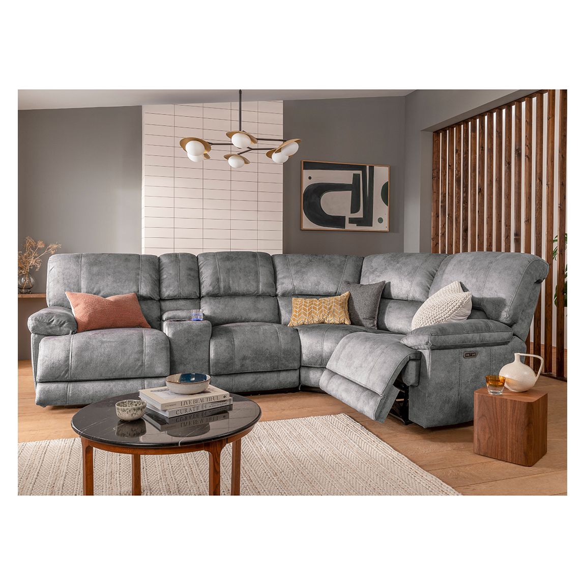 Atlanta 4 Seater Corner Sofa Console Unit, Grey main product photo