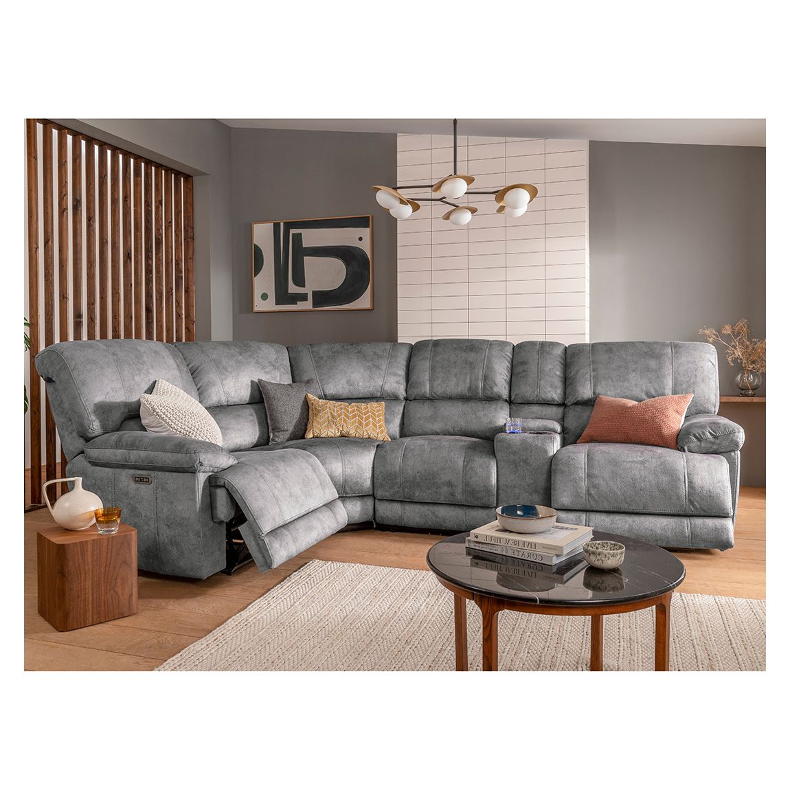 Atlanta 4 Seater Corner Sofa Console Unit, Grey main product photo