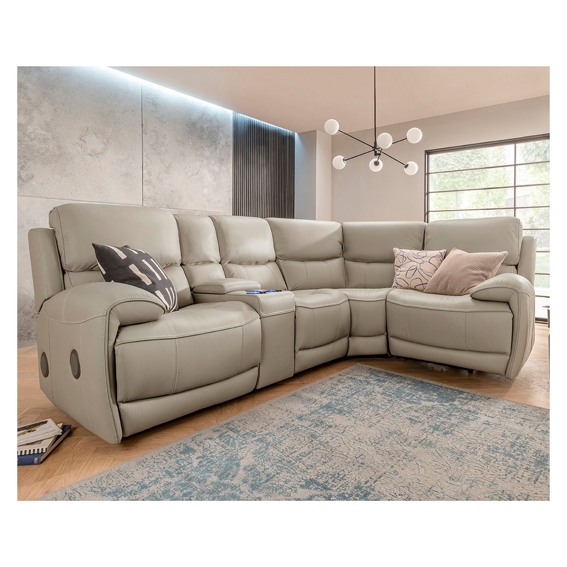 Miami 4 Seater Corner Sofa Seater Console Unit, Taupe main product photo