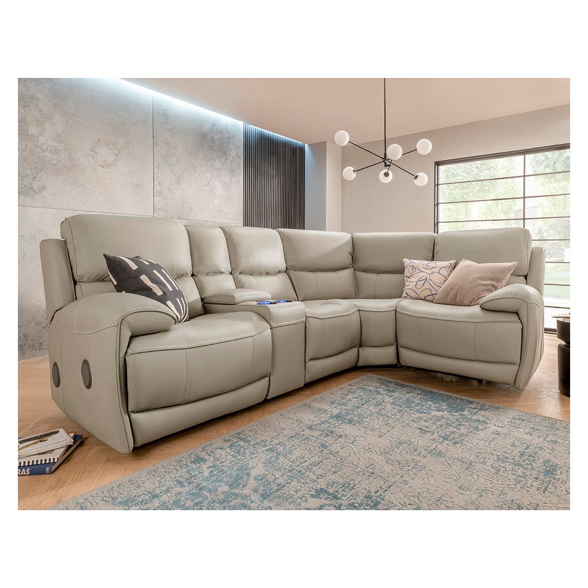 Miami 4 Seater Corner Sofa Seater Console Unit, Taupe main product photo