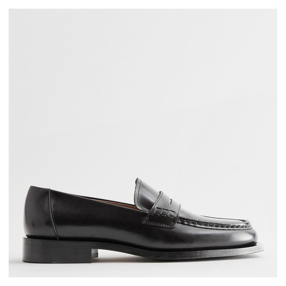 Black Leather Penny Loafers main product photo