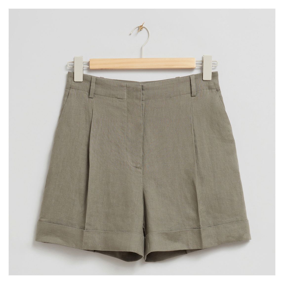 Khaki Linen Wide Leg Short main product photo