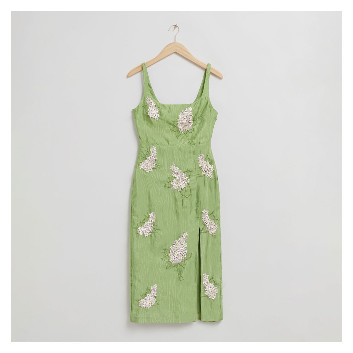 Green Embellished Square Neck Pencil Dress main product photo
