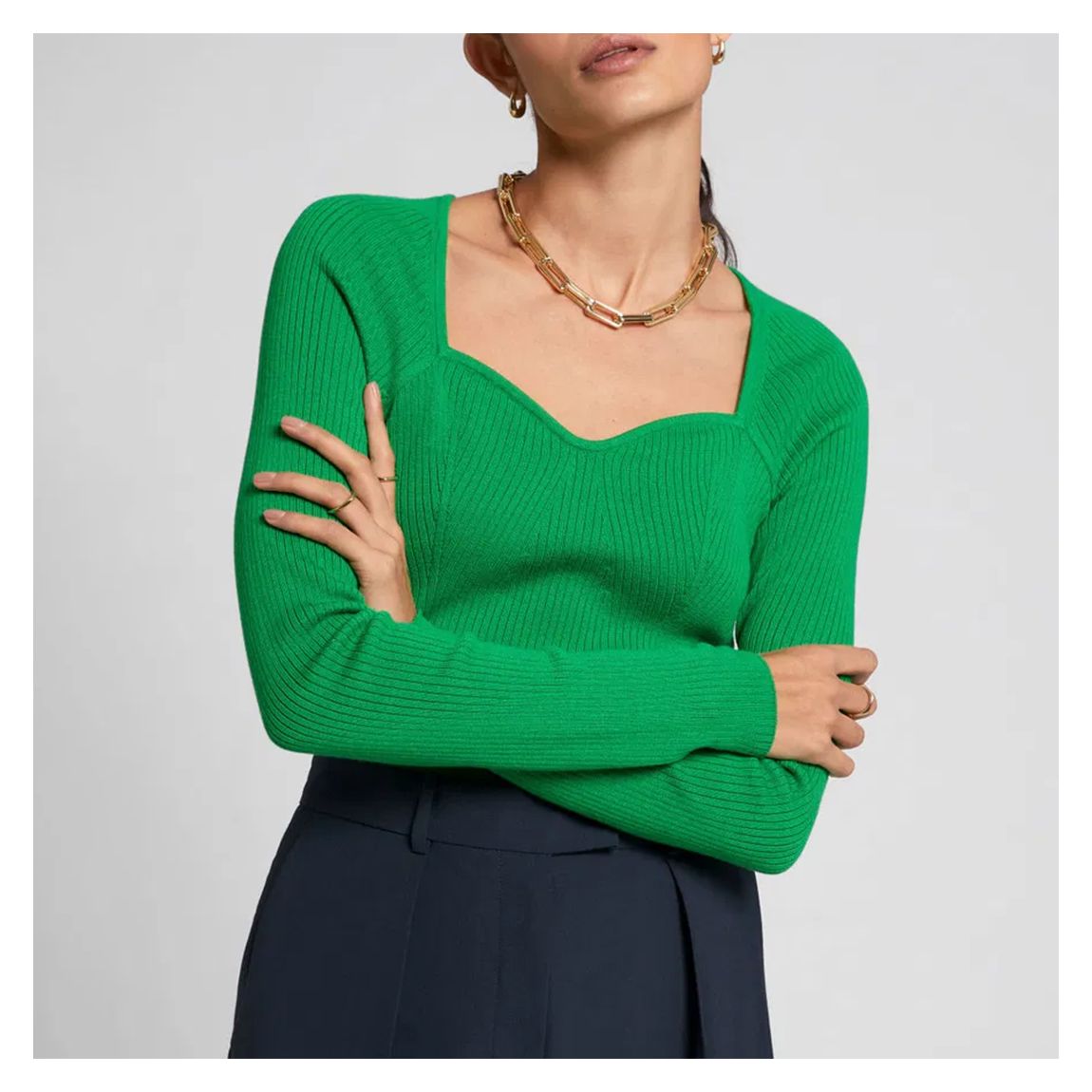 Green Wool Blend Bustier Top main product photo