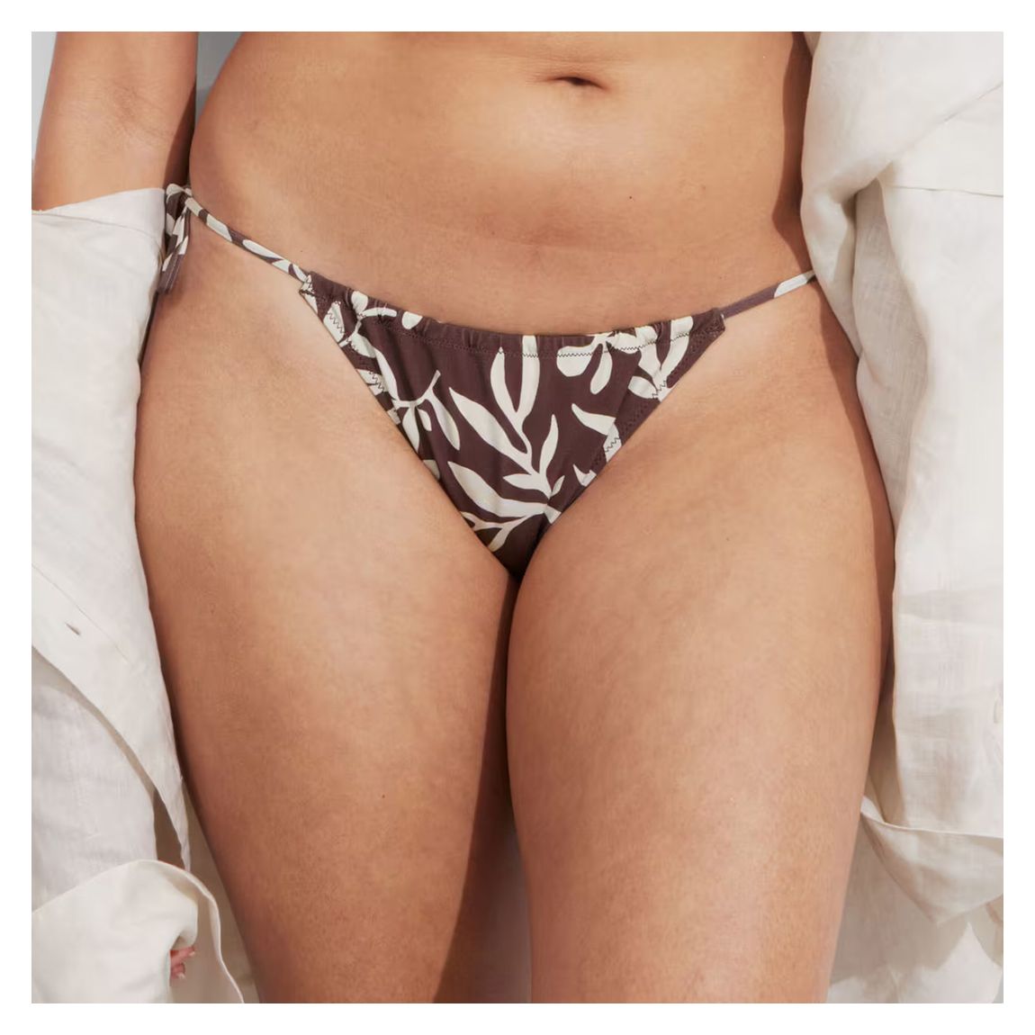 Brown Printed Tie-Side Bikini Bottom main product photo