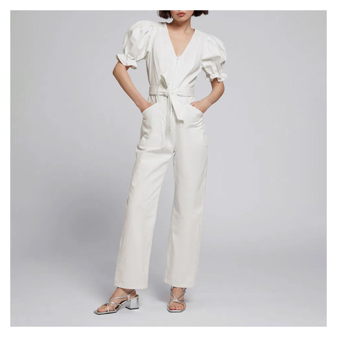 White Puff Sleeve Jumpsuit main product photo