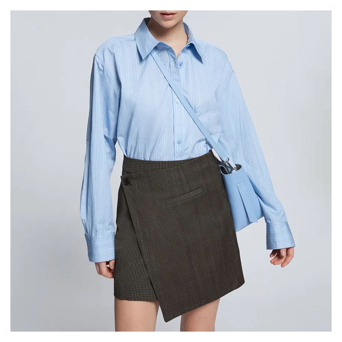 Grey Asymmetric Wrap Mini Skirt main product photo