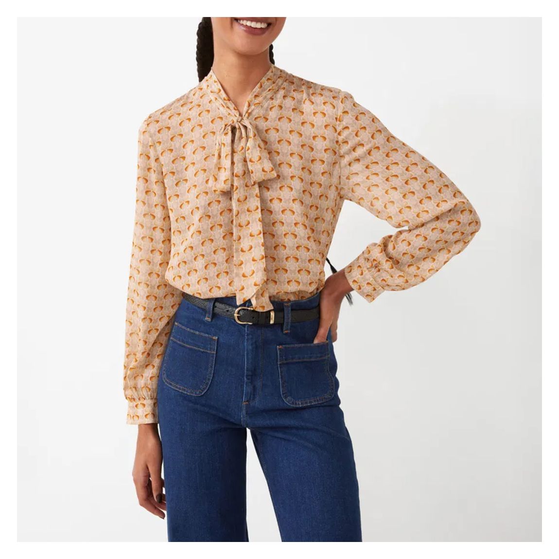 Beige Long Sleeve Bow Blouse main product photo