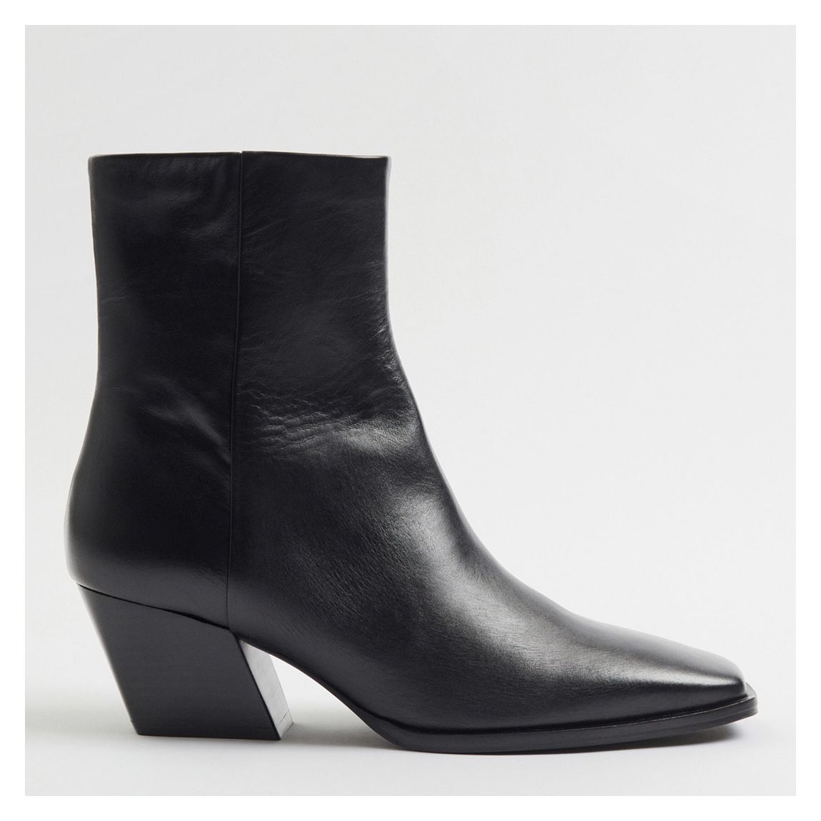 Black Leather Western Ankle Boot main product photo