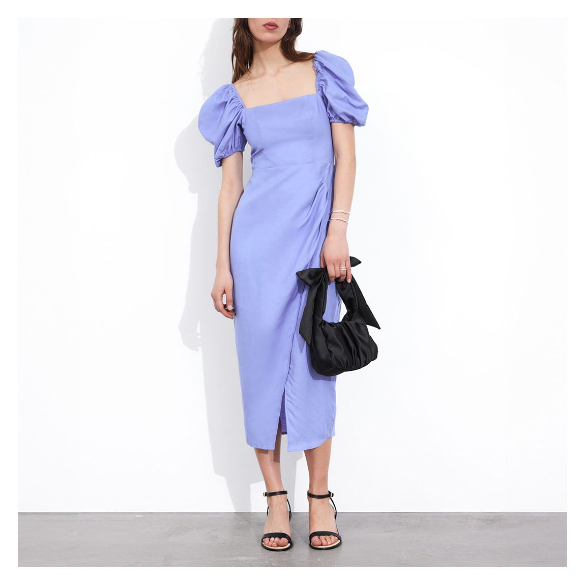 Cornflower Puff Sleeve Fitted Dress main product photo