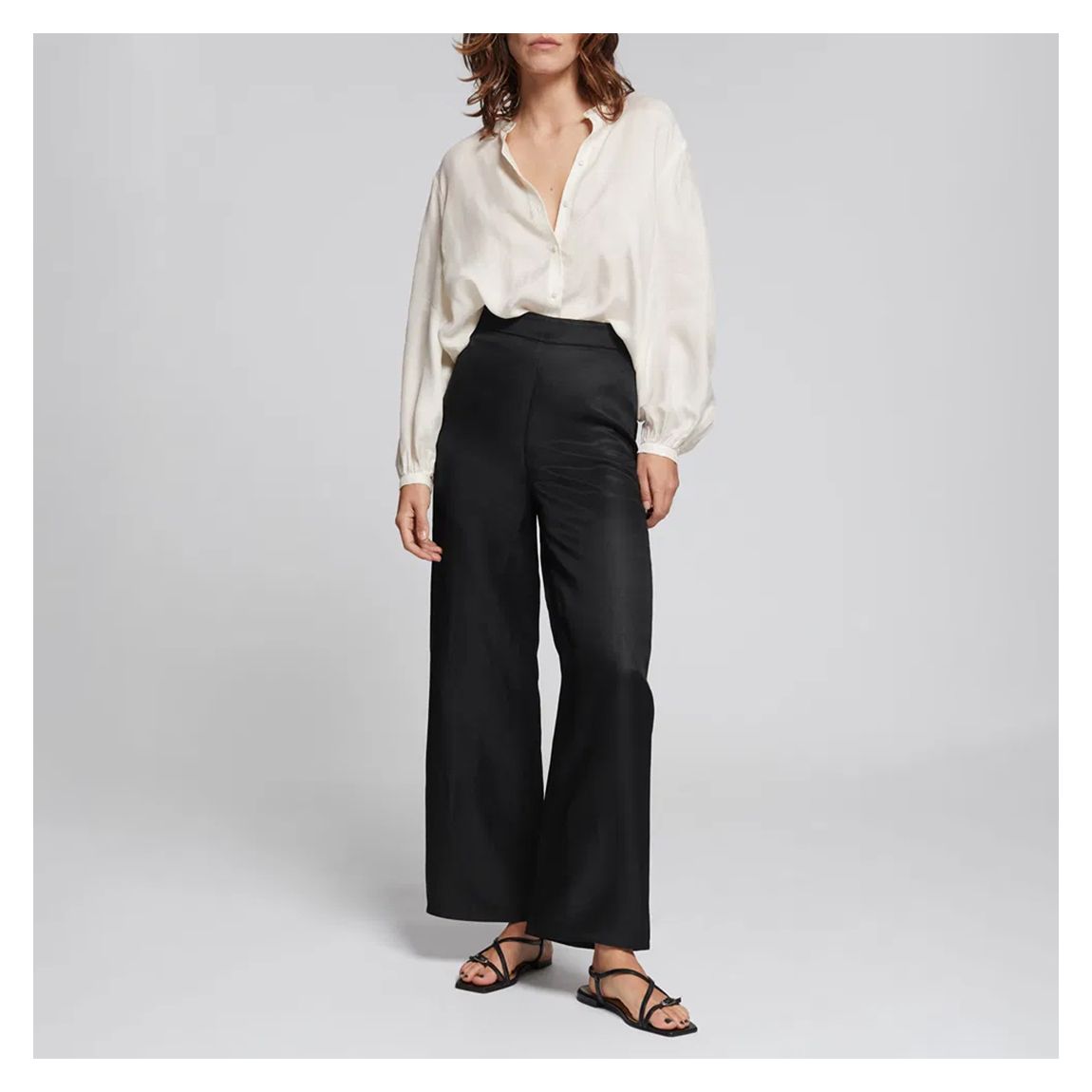 Black Tailored Fit Linen Trousers main product photo