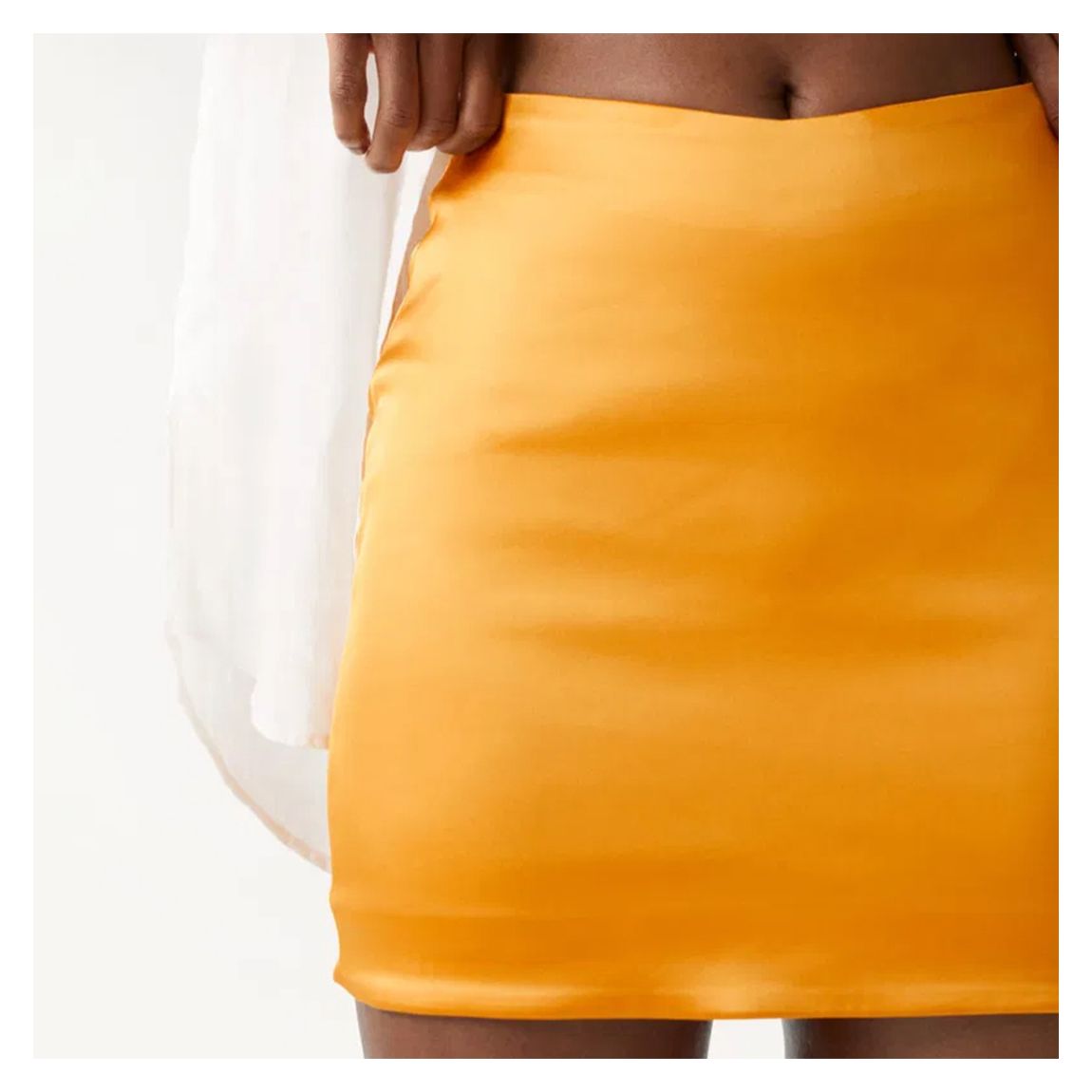 Yellow Fitted Satin Mini Skirt main product photo