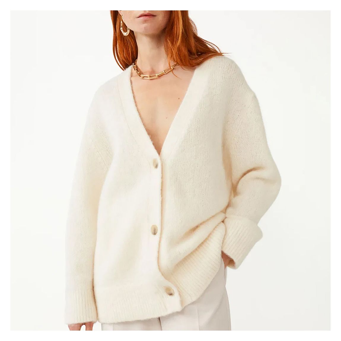 White Oversized Wool Cardigan main product photo
