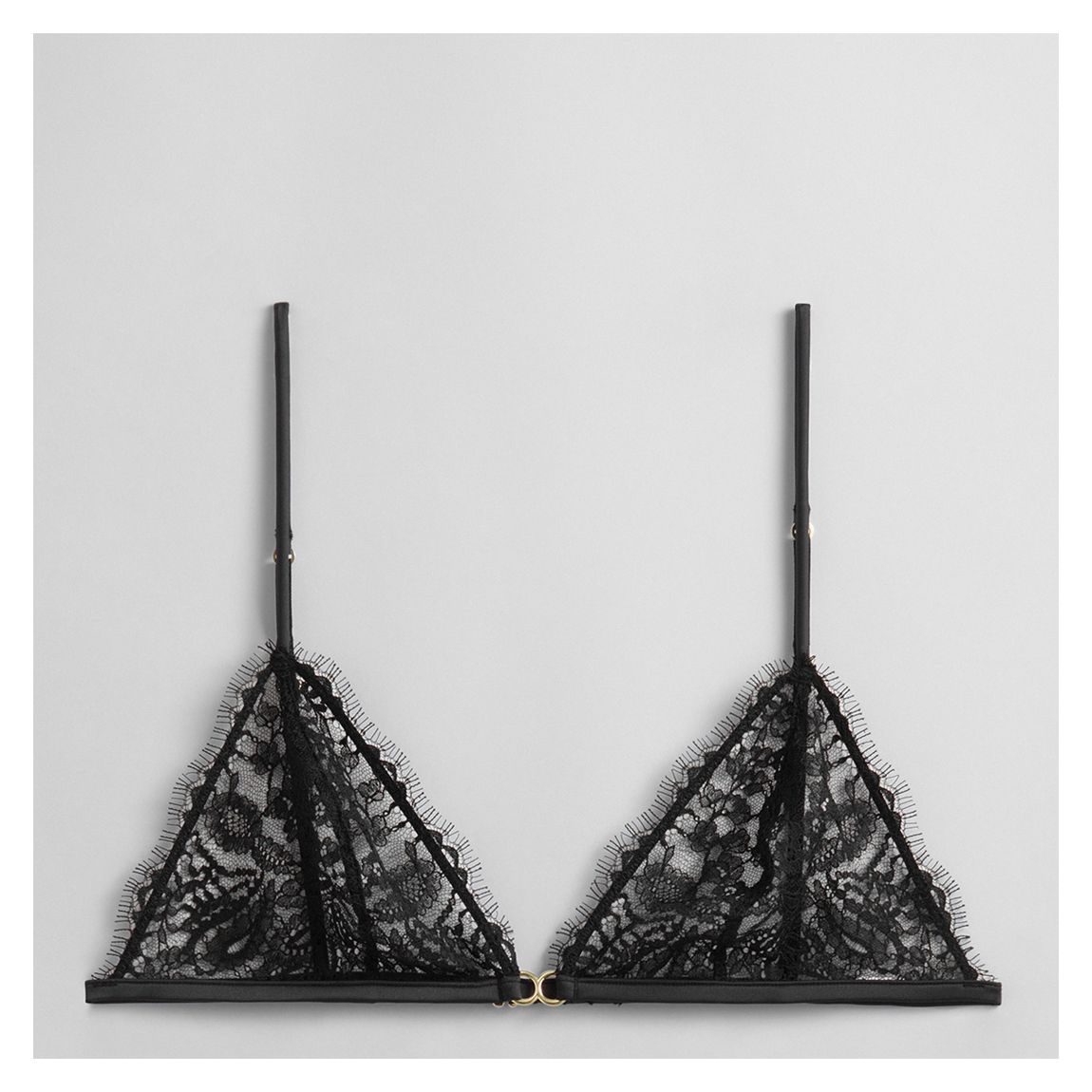Black Lace Skinny Strap Bralette main product photo