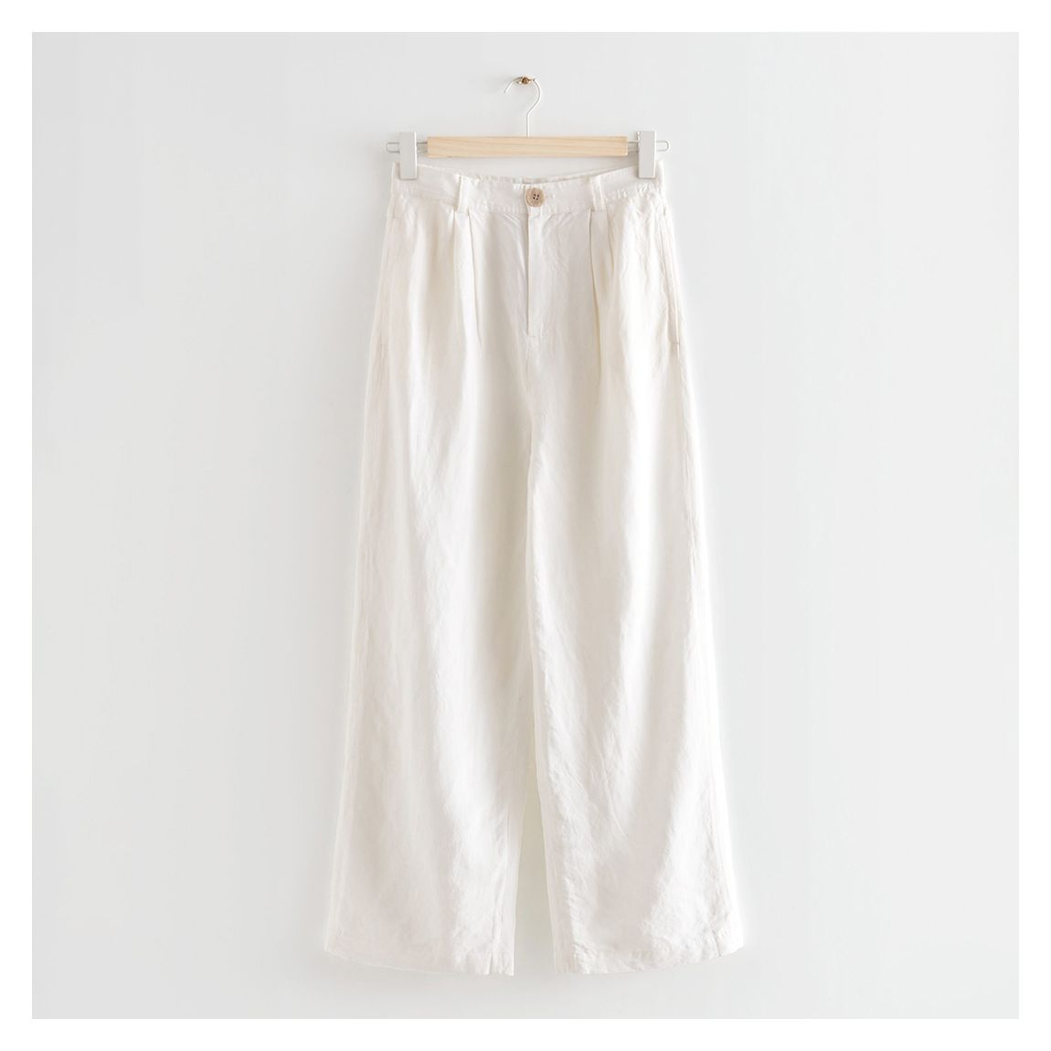 White High Waisted Linen Blend Trouser main product photo