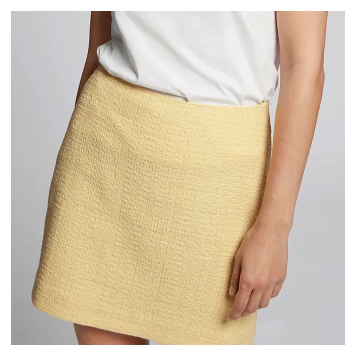 Pale Yellow Tweed Mini Skirt main product photo