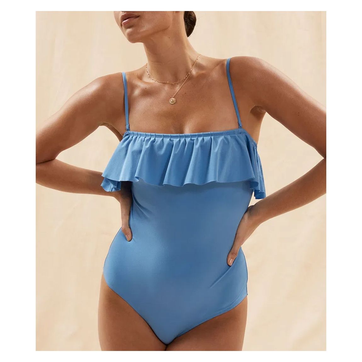 Cerulean Frill Bandeau Swimsuit main product photo