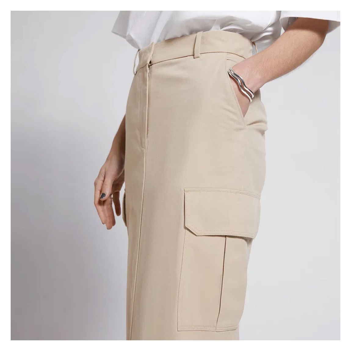 Tan Cargo Midi Skirt main product photo
