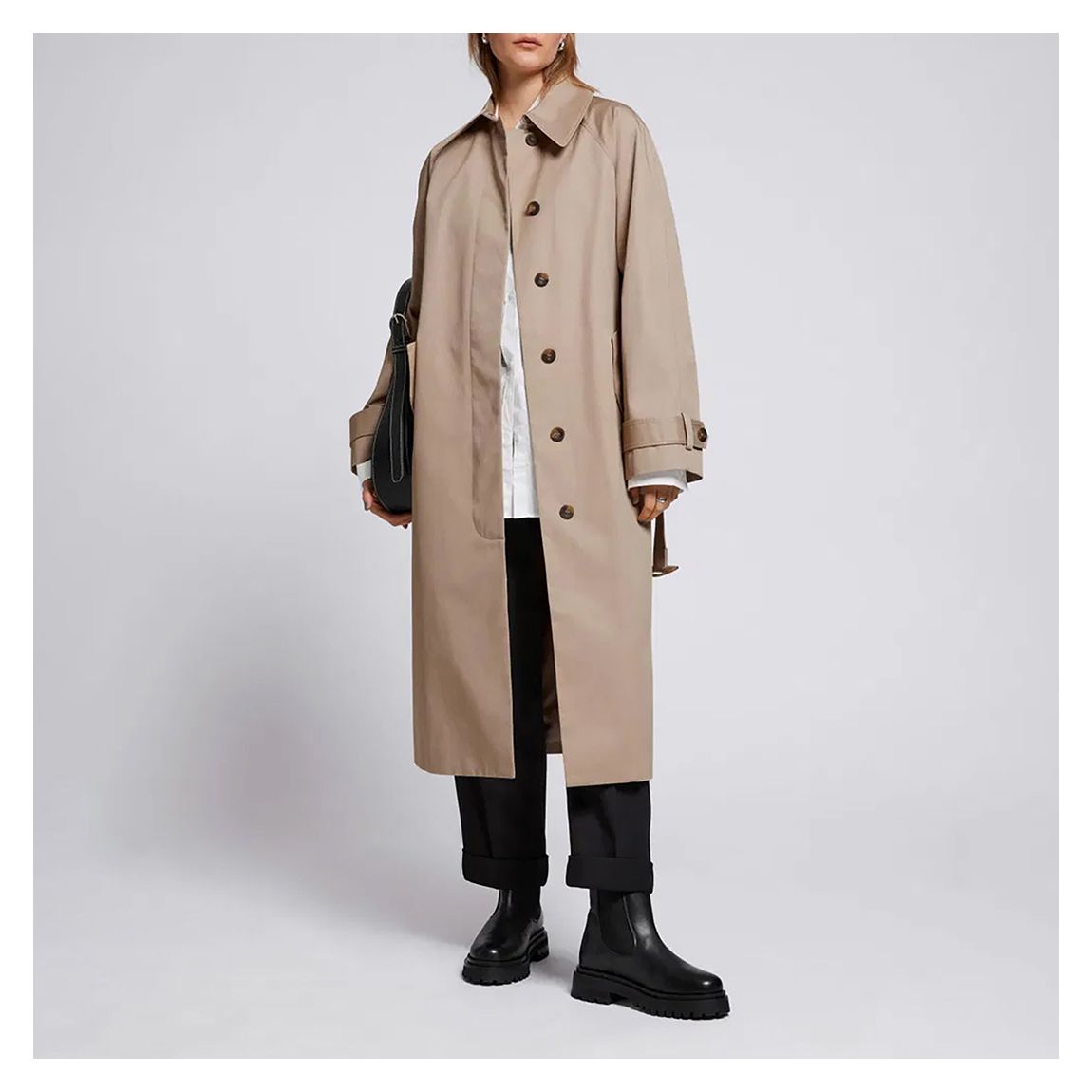 Beige Belted Midi Trench Coat main product photo