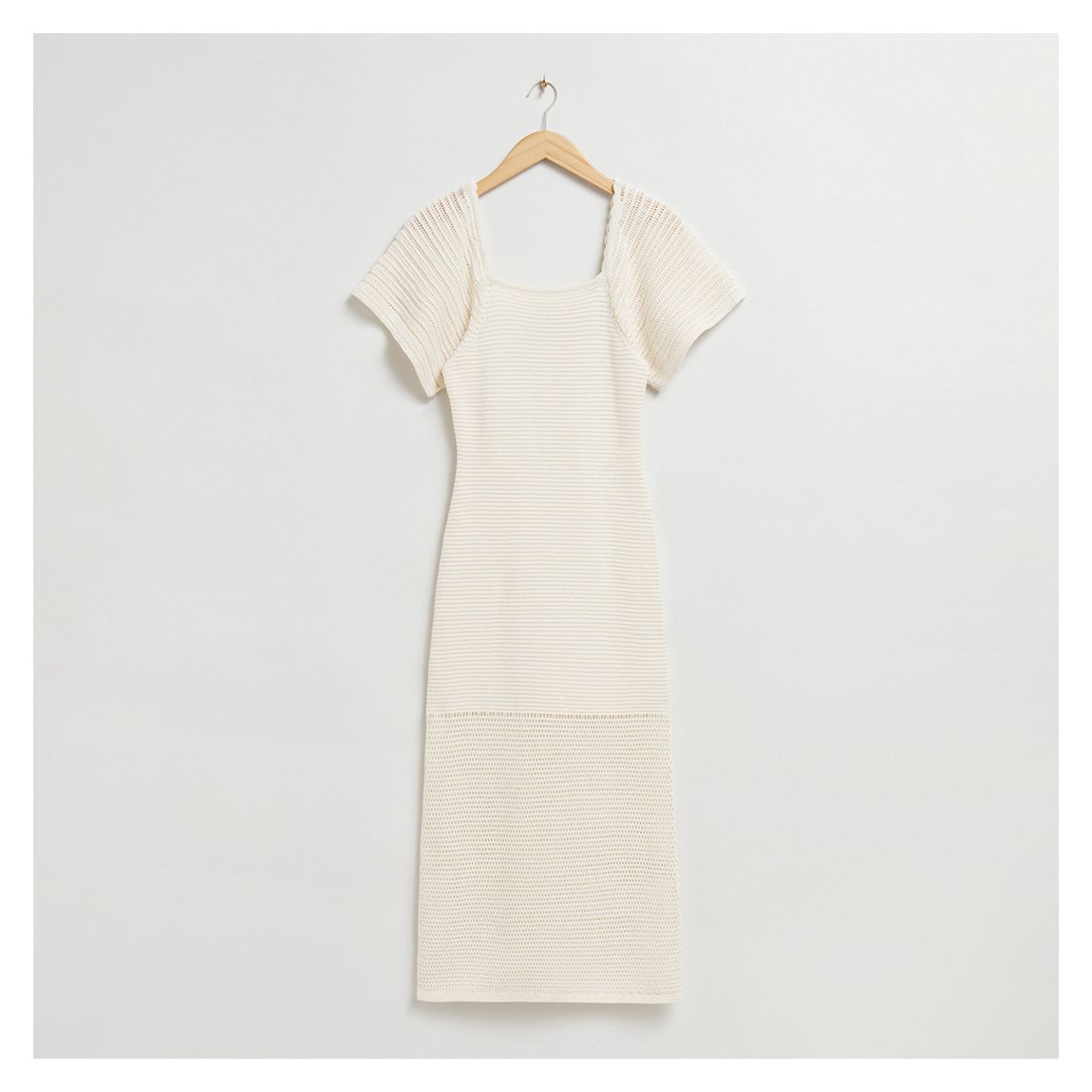 Ivory Oversized Sleeve Knit Midi Dress main product photo