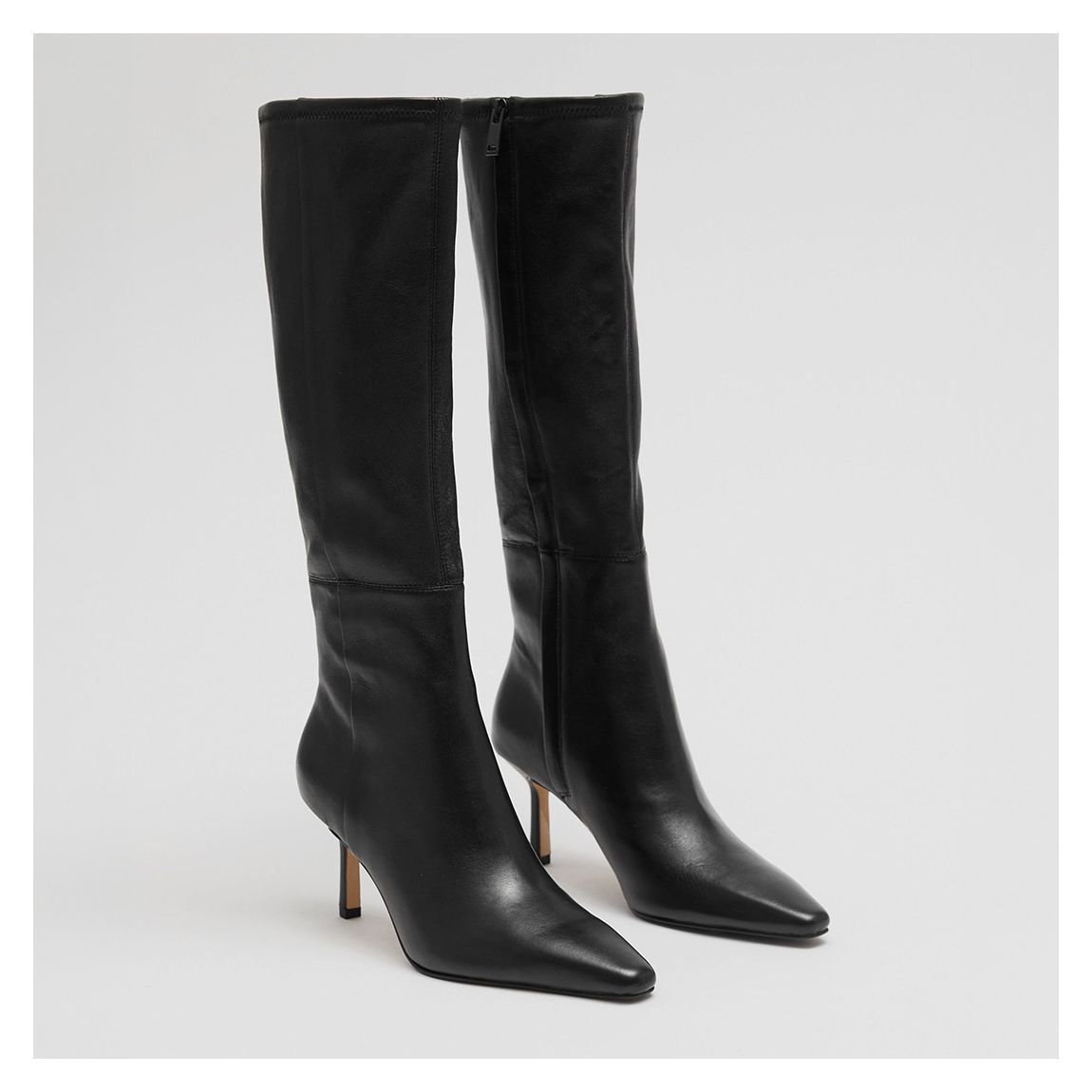 Black Leather Knee High Sock Boots main product photo