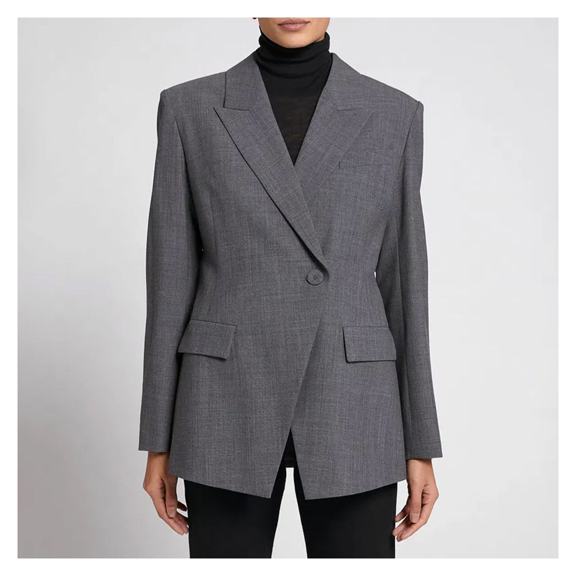 Grey Wool Blend Asymmetric Blazer main product photo