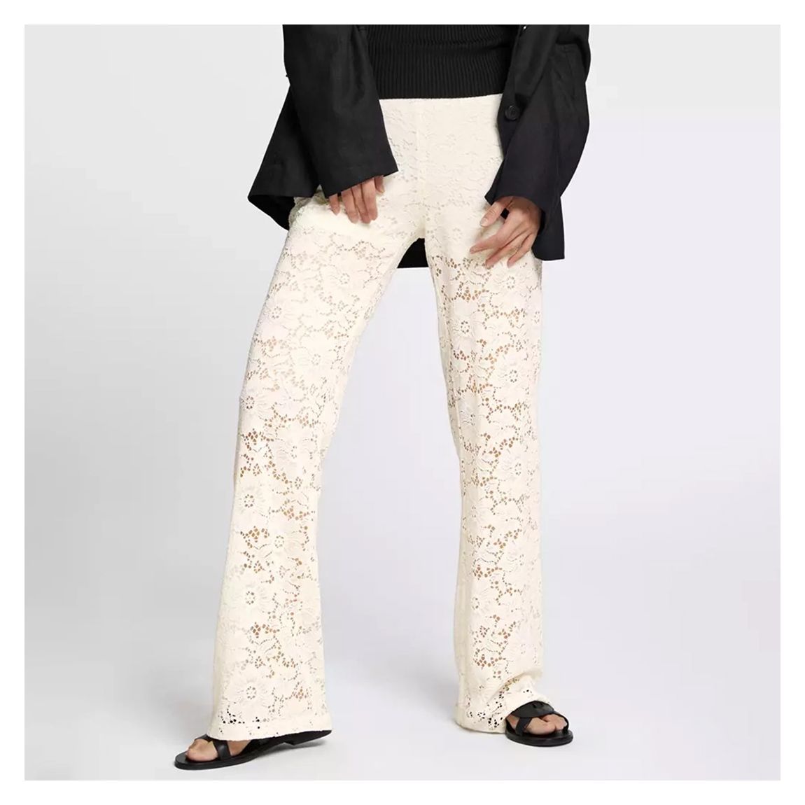 Ivory Lace Fit and Flare Trousers main product photo