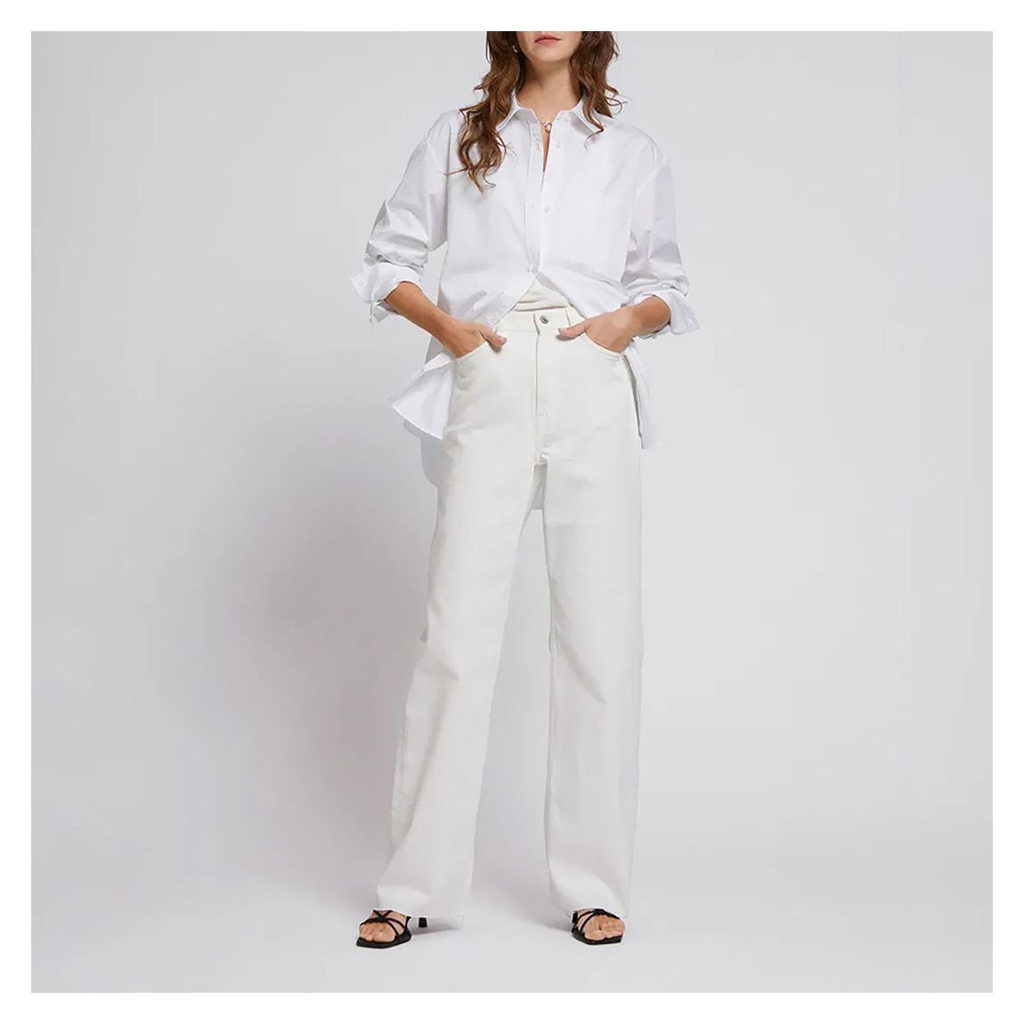 White High Waist Straight Jeans main product photo