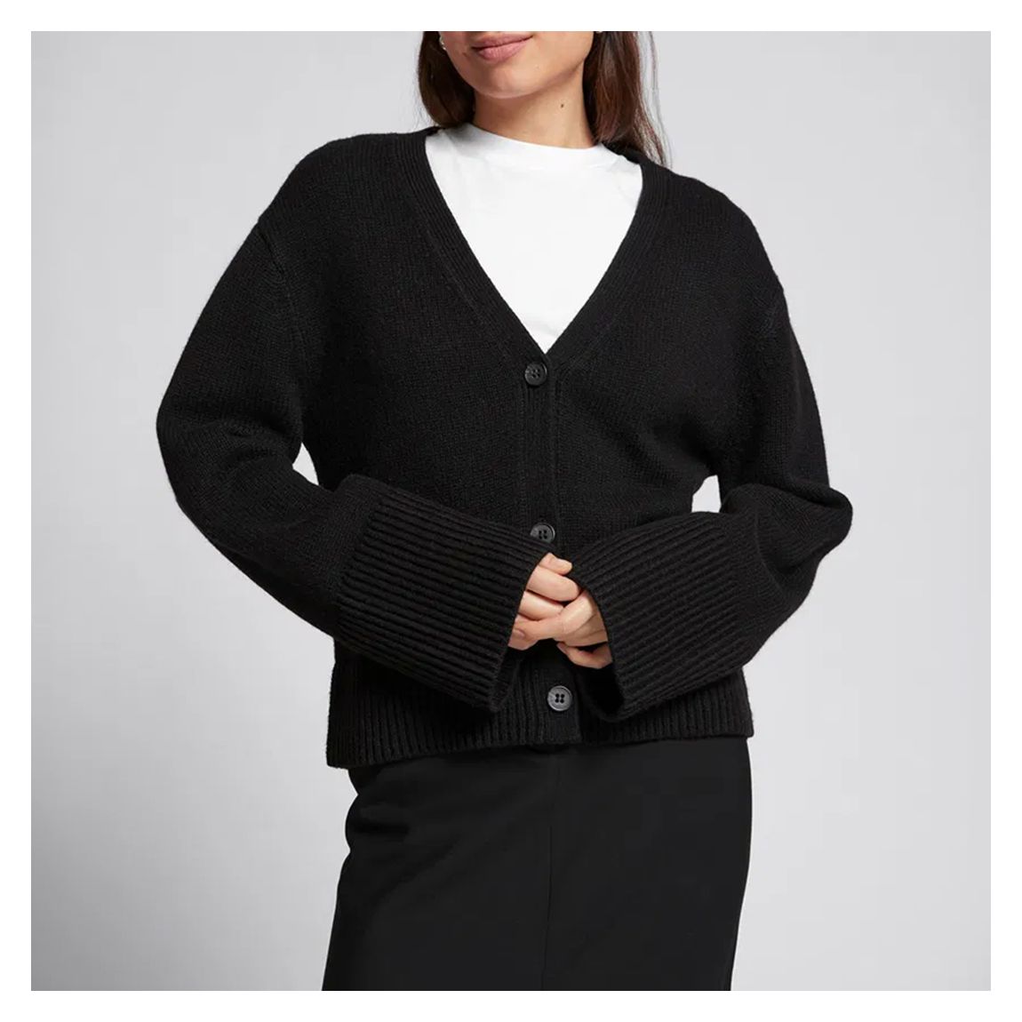 Black Oversized Wool Blend Cardigan main product photo
