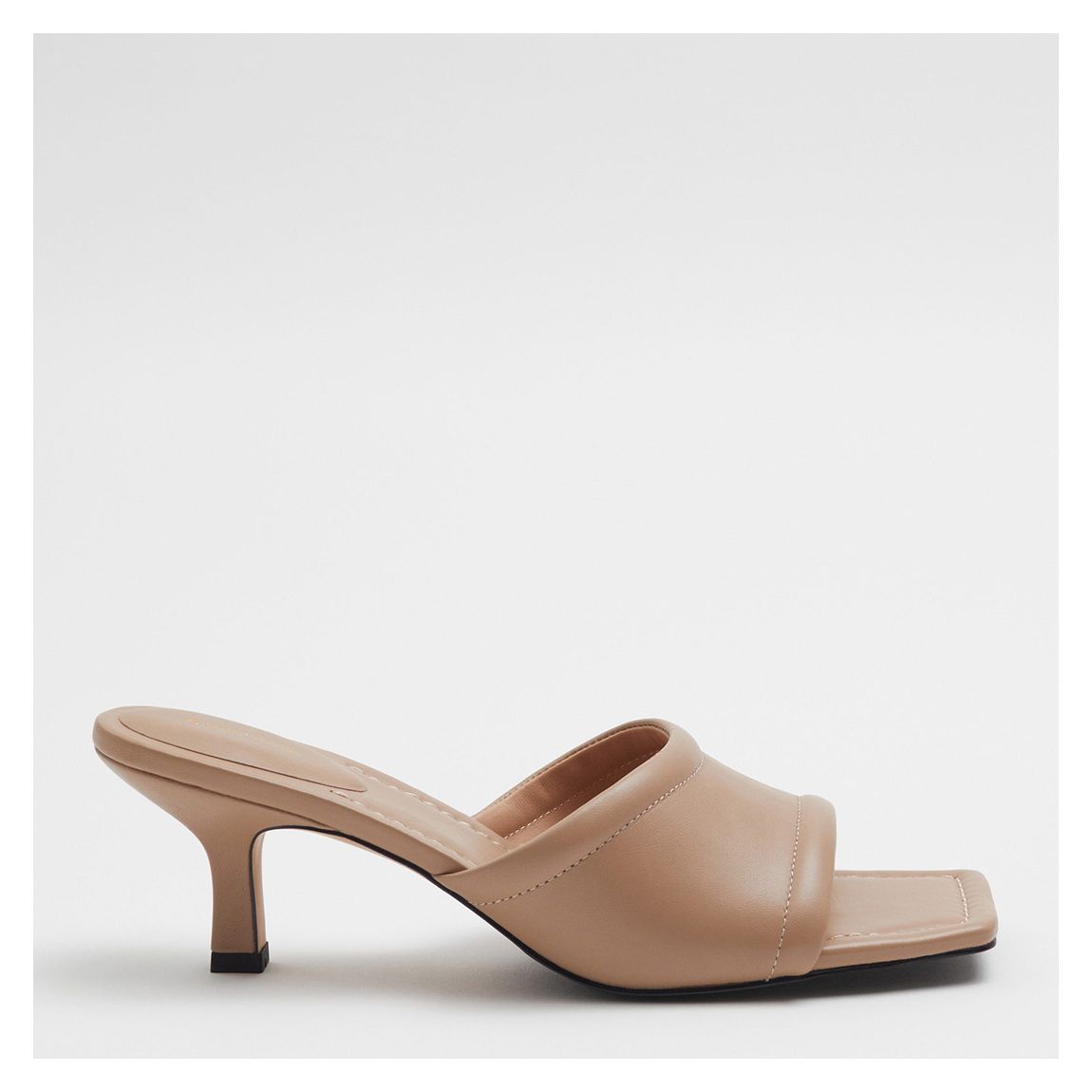Beige Leather Kitten Heel Mule main product photo