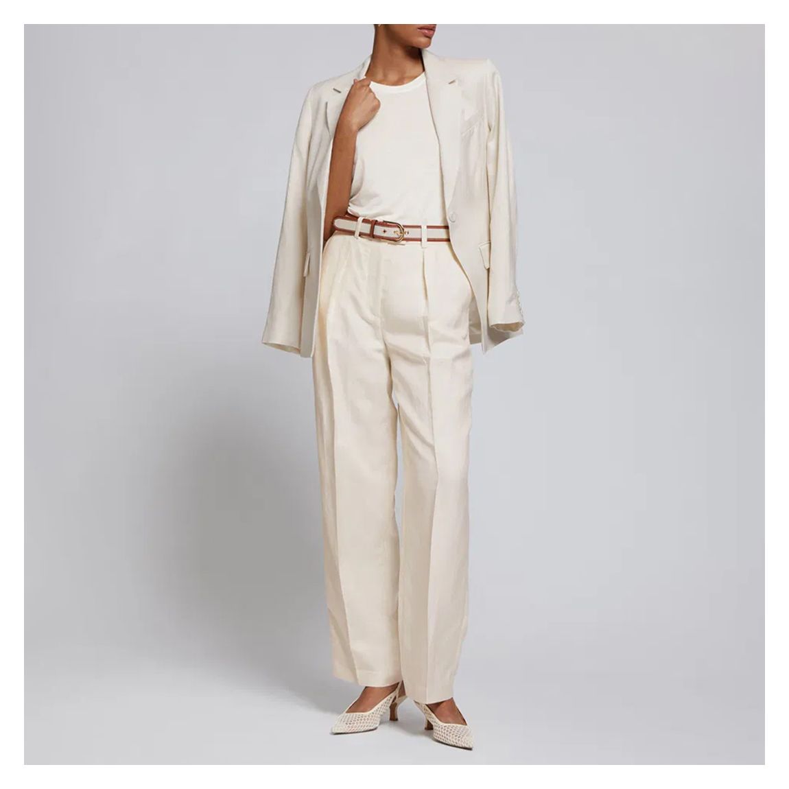 Cream Relaxed Tailored Trousers main product photo