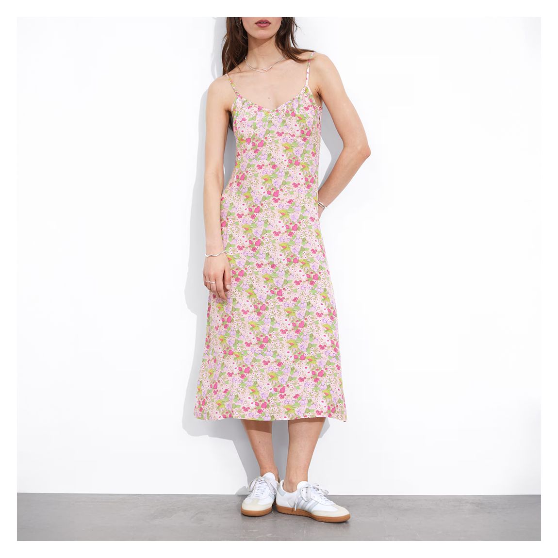 Peach Printed Sweetheart Midi Dress main product photo