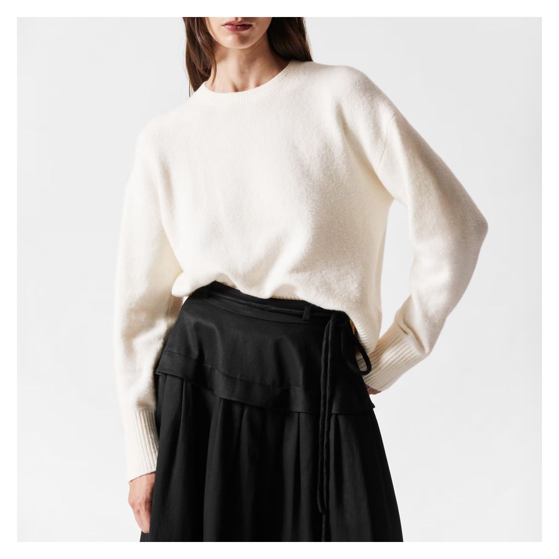 Ivory Wool Blend Relaxed Jumper main product photo