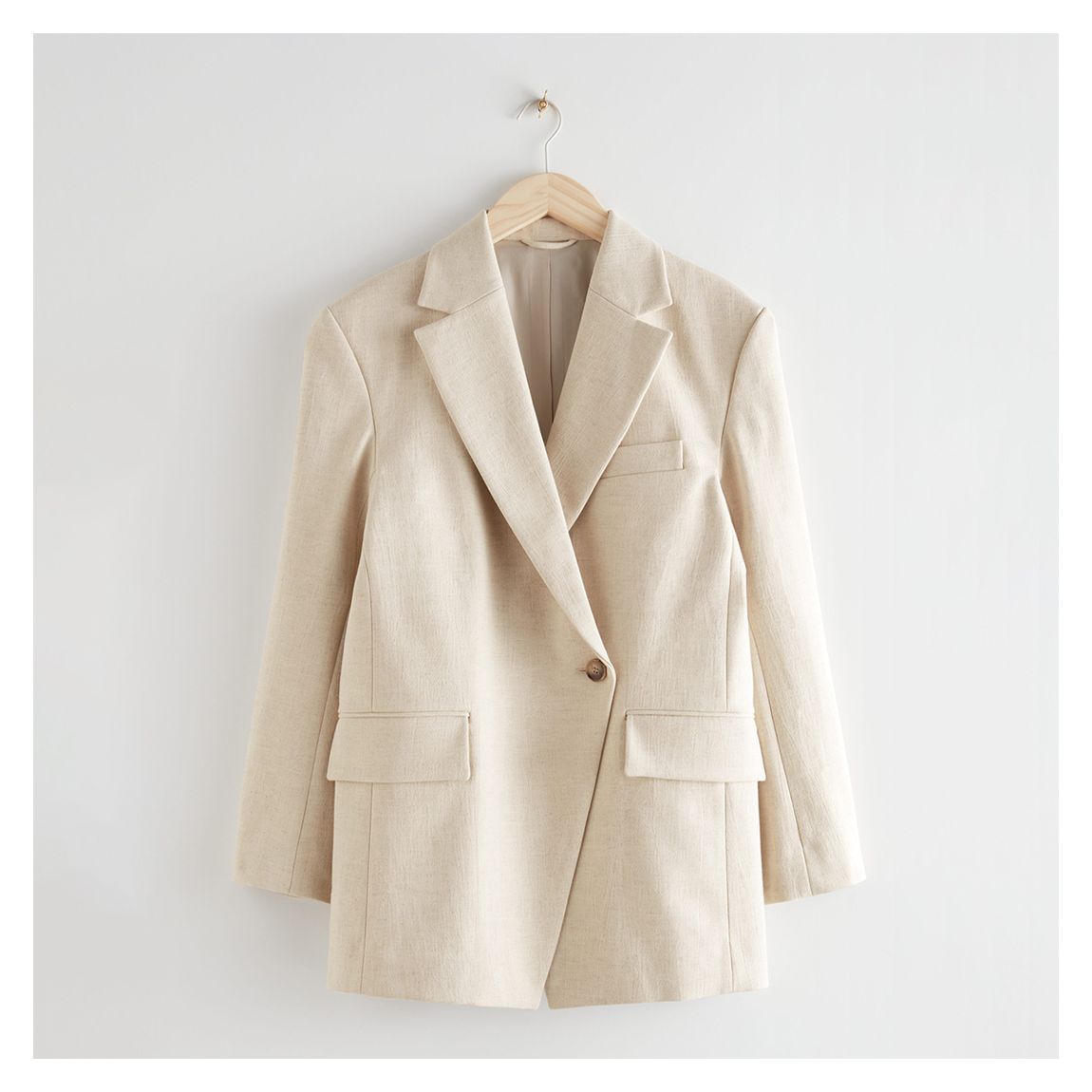 Ecru Oversized Asymmetrical Blazer main product photo