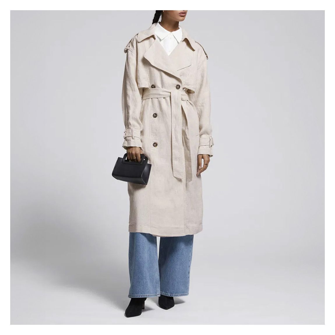 Ecru Linen Trench Coat main product photo