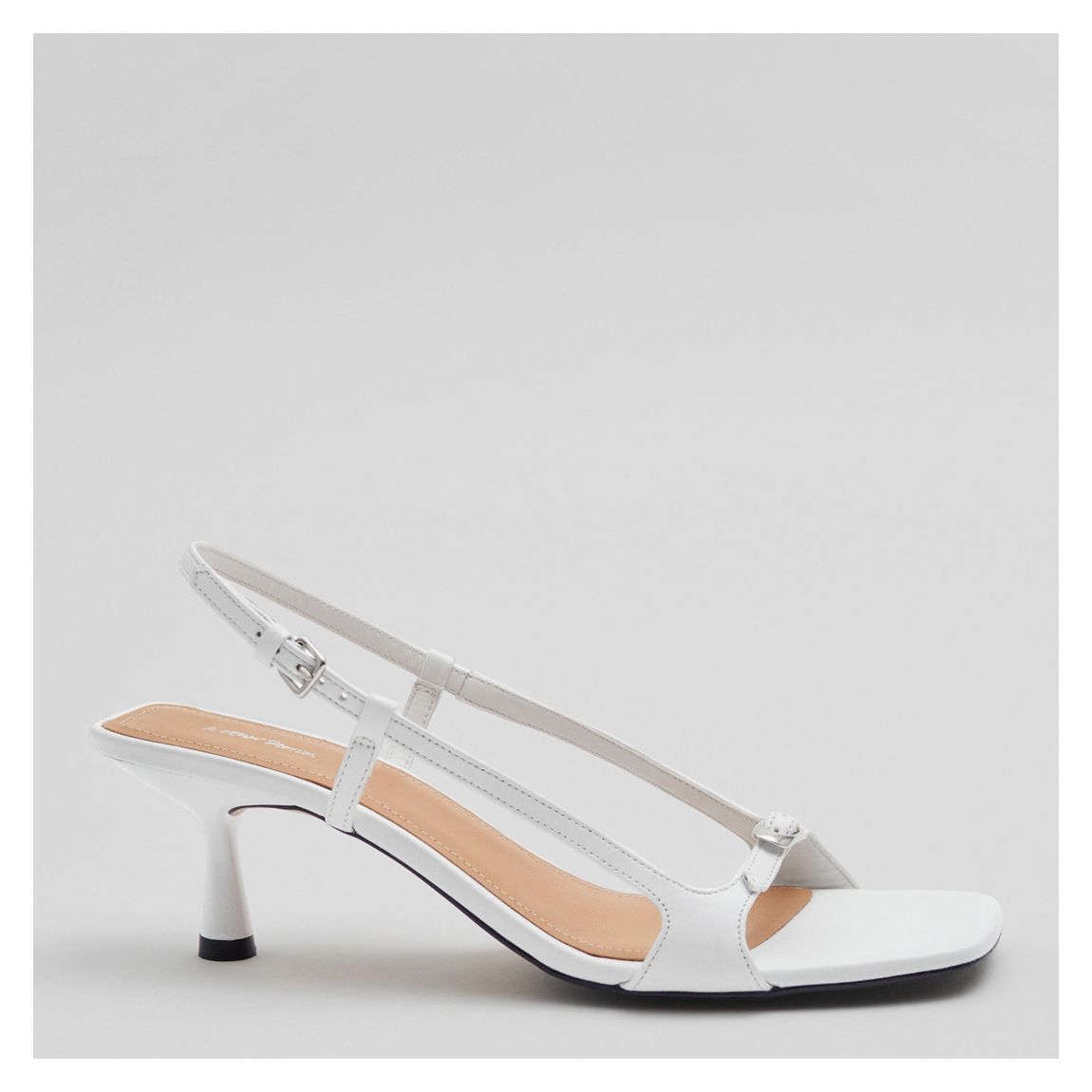 White Leather Slingback Kitten Heel main product photo