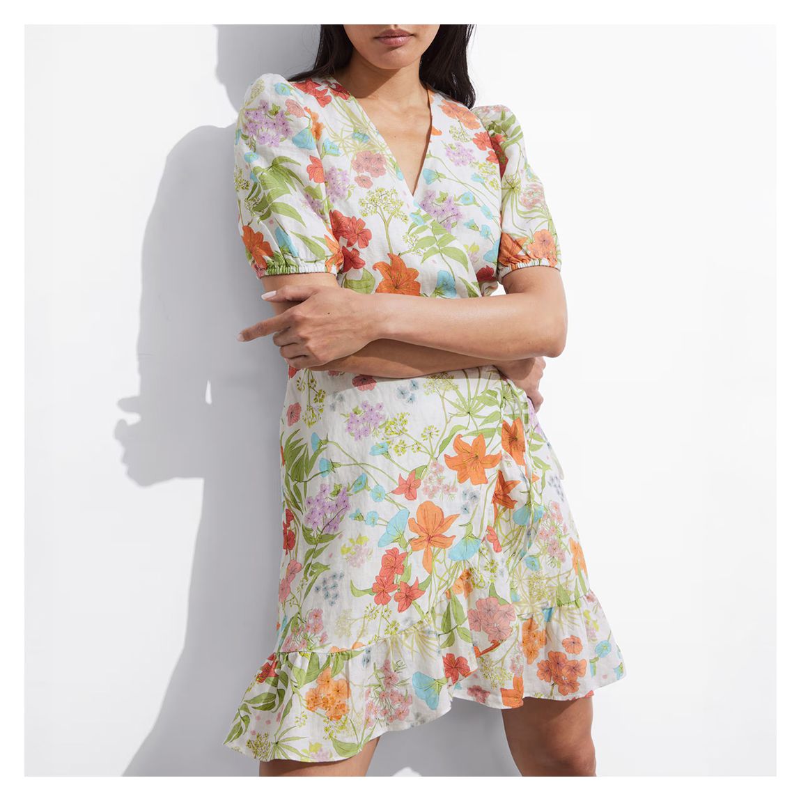 Multicoloured Printed Wrap Mini Dress main product photo